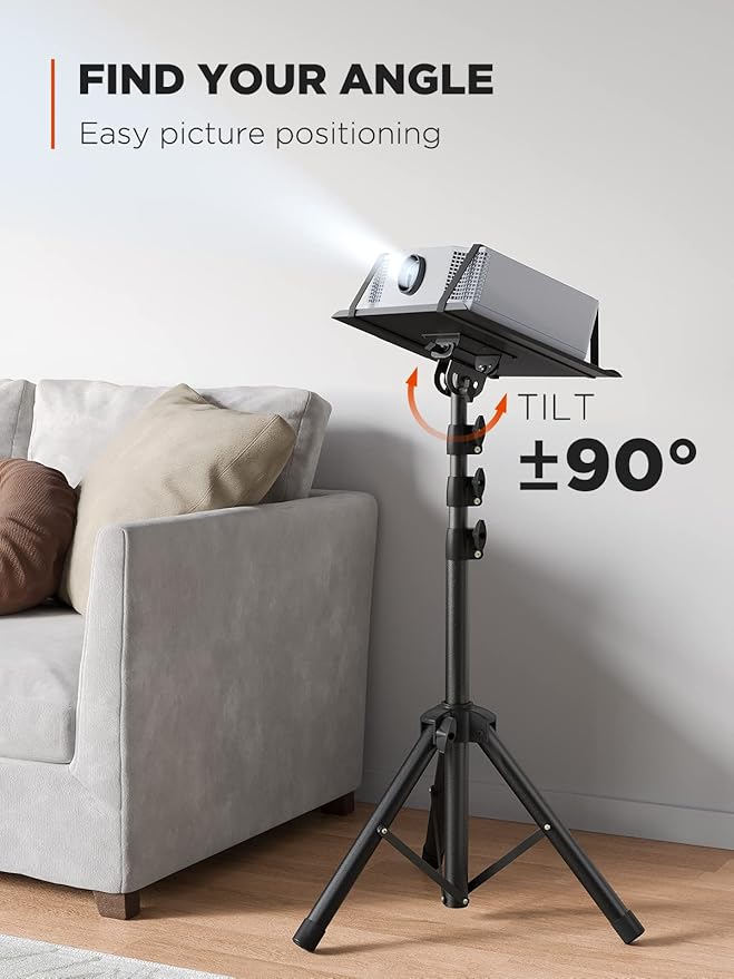 AMADA HOMEFURNISHING Foldable Projector Tripod, Adjustable Height 25-63 Inch - Image 2