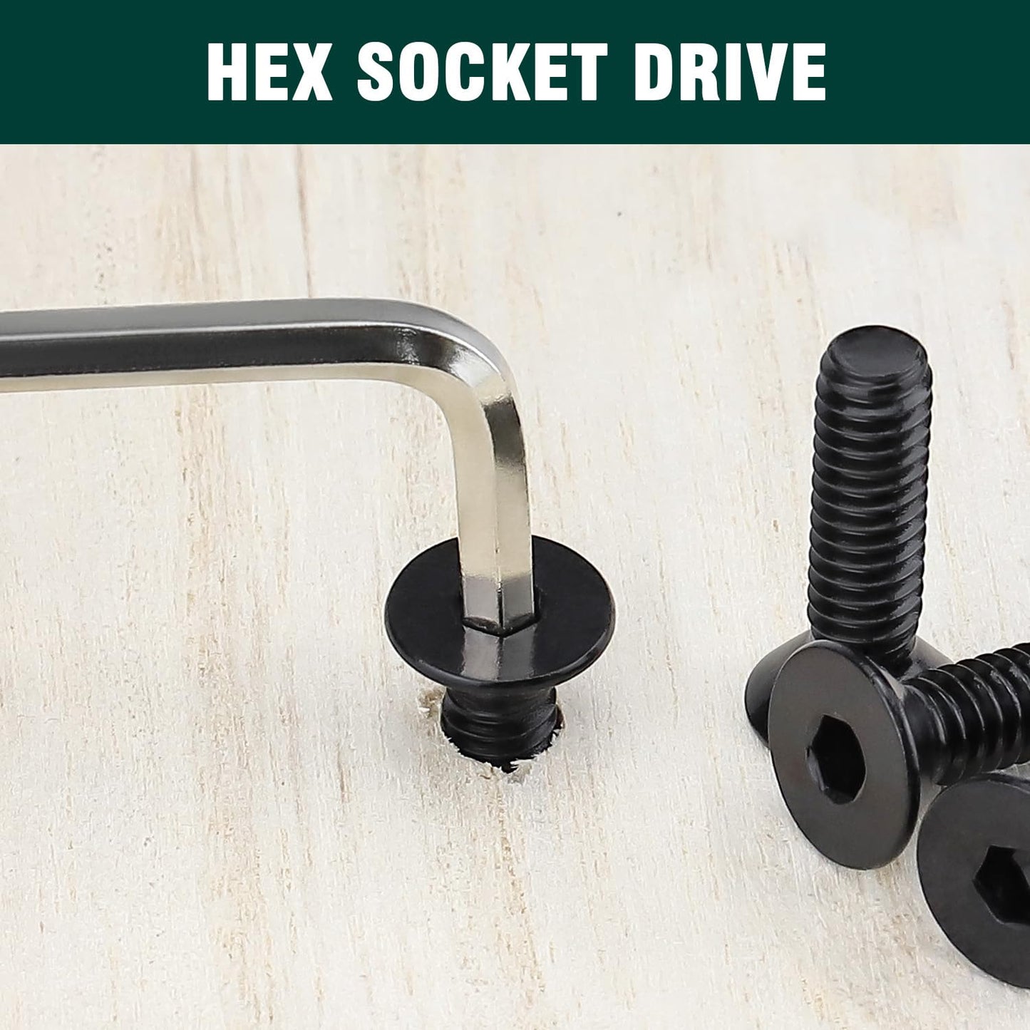 #10-32 x 3/4" Flat Head Socket Head Cap Screws Black, Allen Hex Drive, 304 Stainless Steel 18-8, Black Coated Finish, Corrosion Resistant, Full Thread, Coarse Thread, 50 PCS