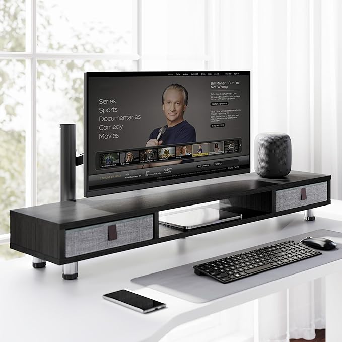 Fenge Dual Monitor Stand with 2 Drawers, 42.5 Inches Large Computer Riser - Image 6