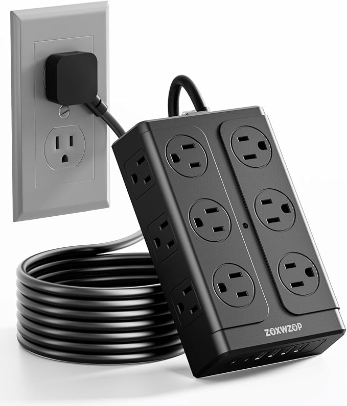 Zoxwzop Surge Protector Power Strip – 10FT Extension Cord by Zoxwzop