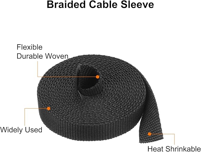 MECCANIXITY Braided Cable Sleeves Heat Shrinkable Fabric Sleeving, 5/16" 16ft - Image 4