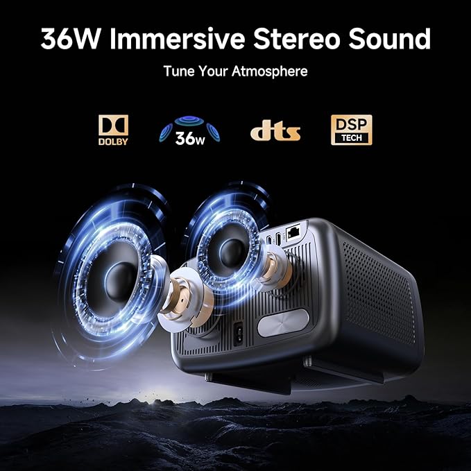 Smart Projector 4K with WiFi 6 and Bluetooth 5.3, 6D Keystone Outdoor Movie - Image 2