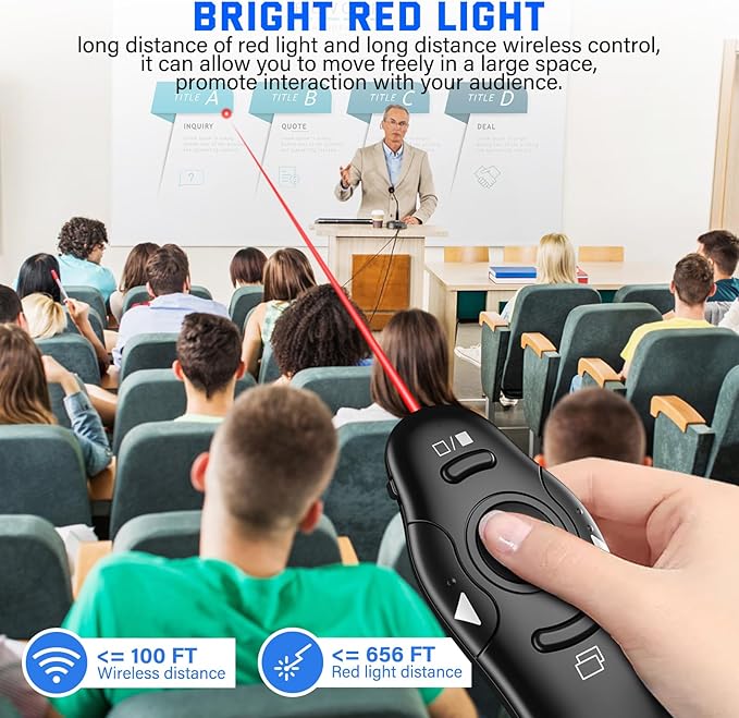 Presentation Clicker, Rechargeable Pointer, 2-in-1 USB Type C Powerpoint Clicker - Image 6