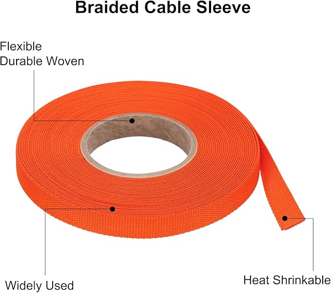 MECCANIXITY Braided Cable Sleeves Heat Shrinkable Fabric Sleeving, 5/16" 40ft - Image 4