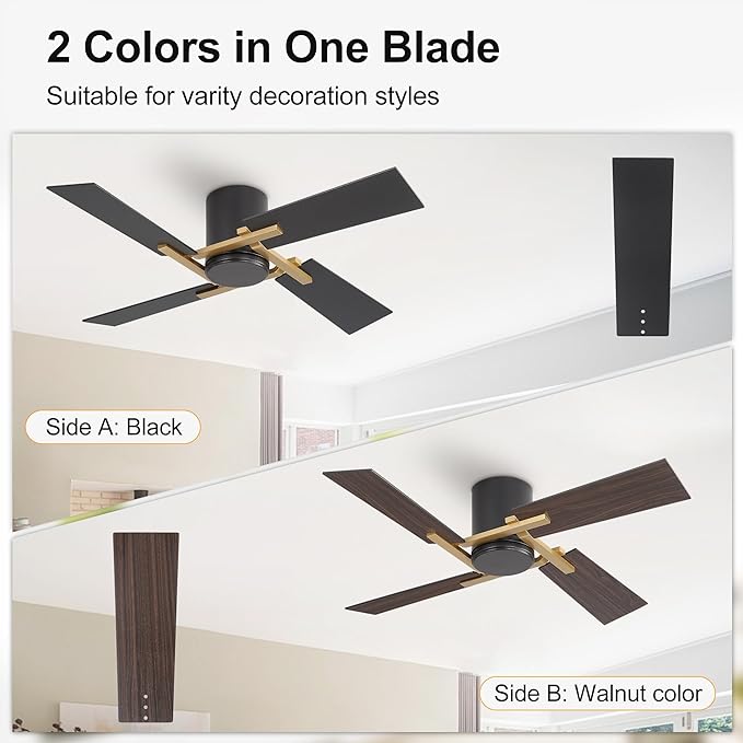 WINGBO 48 Inch Flush Mount Ceiling Fan without Light - Image 6