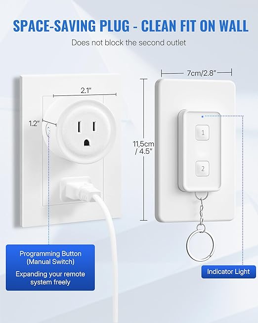 Remote Control Outlet, WILAWELS Wireless Light Switch, Expandable Remote Outlet - Image 7