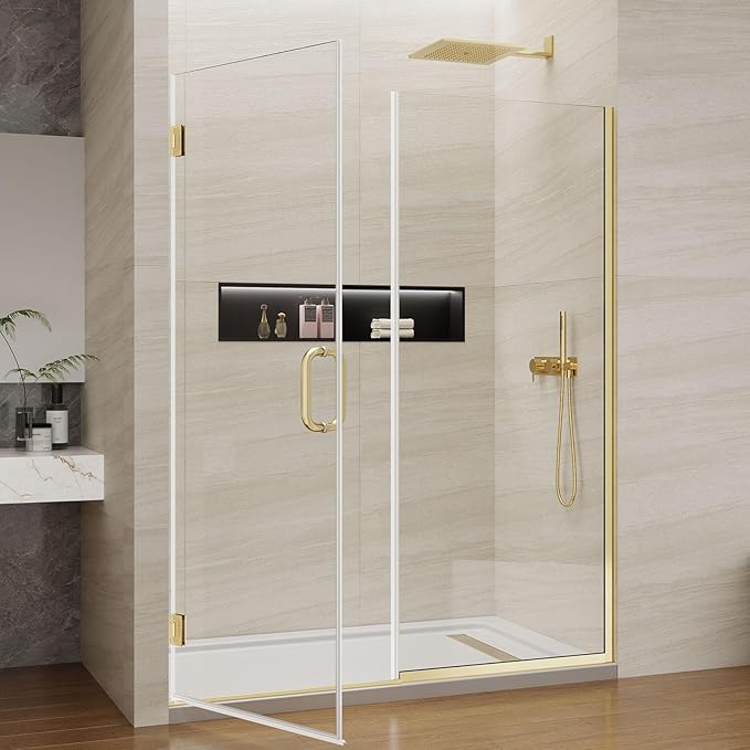 Pivot Swing Shower Door, Adjustable Width 58.9-60" W x 74" H Semi-Frameless - Image 2