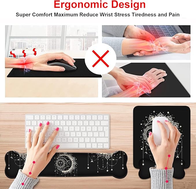 Wrist Rest Support Ergonomic Gel Mouse Pad and Memory Foam Keyboard Set - Image 3