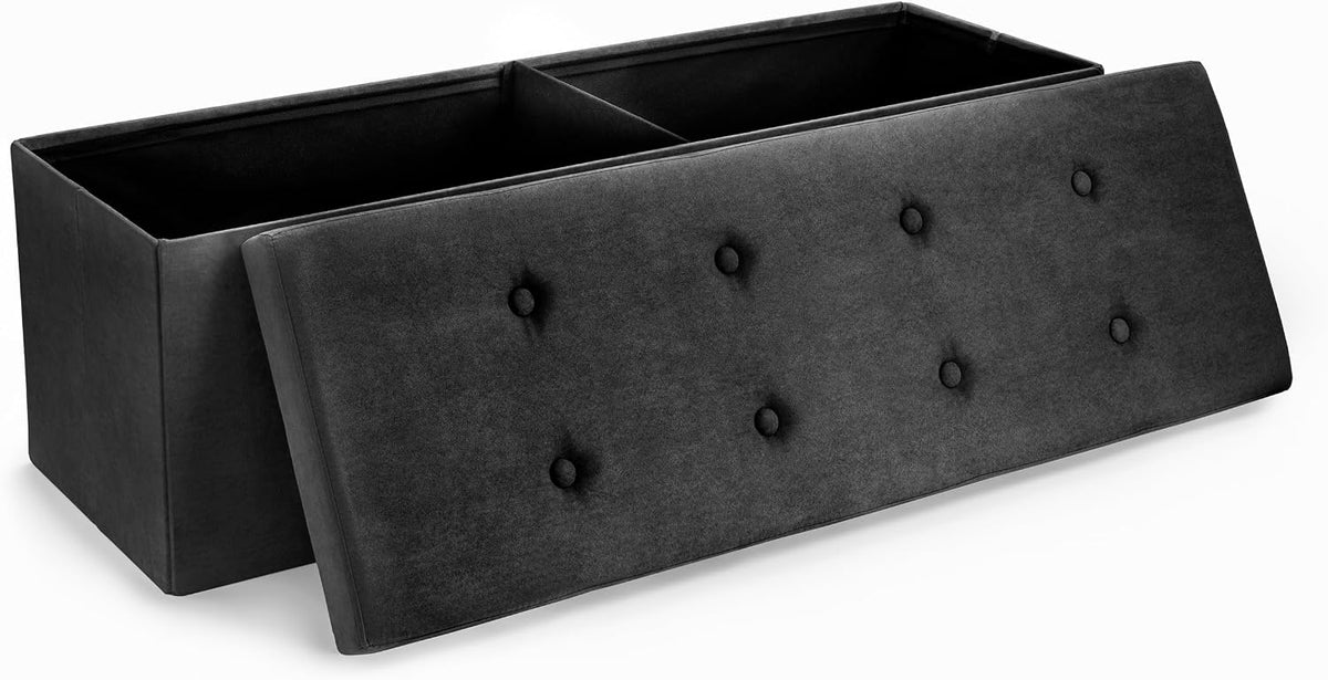 sorbus collapsible storage ottoman bench (black, large (15”, main product view