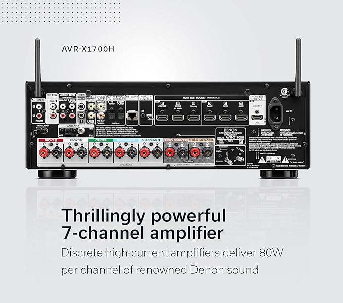 Denon AVR-X1700H 7.2 Channel AV Receiver - 80W/Channel - Image 3