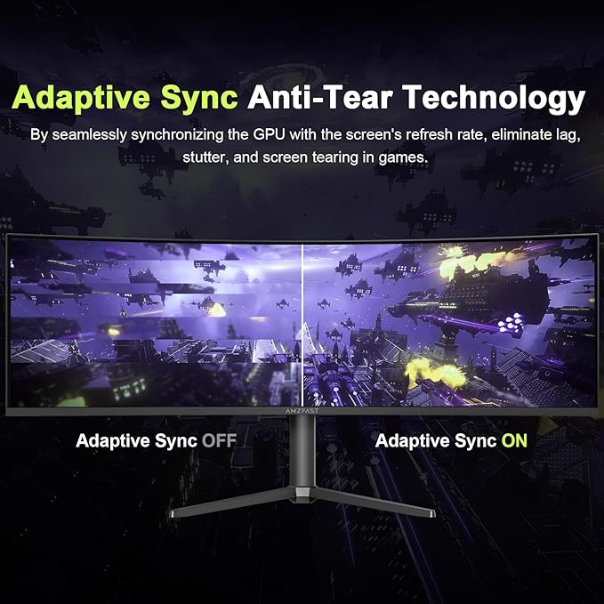 Amzfast 49 Inch Curved Monitor 120Hz DQHD 5120x1440p Ultrawide Gaming Monitor - Image 4