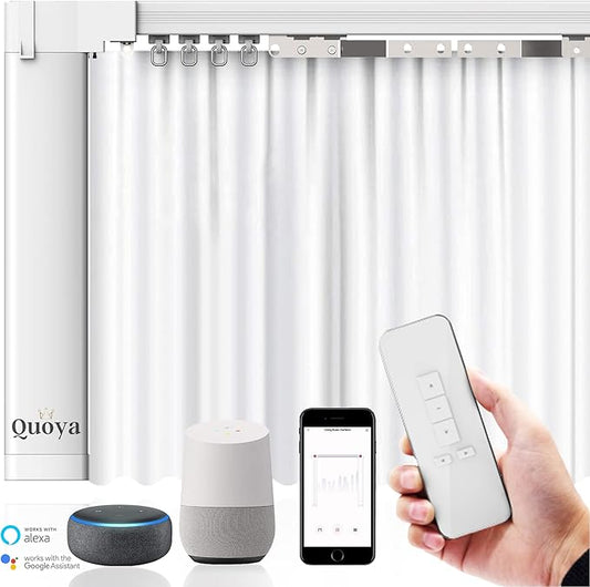 QUOYA QL600 Smart Electric Curtain Track, Motorized motor, Adjustable track by QUOYALiving