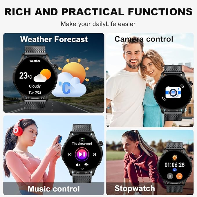 Smart Watch for Men Women Fitness: Make Answer Call Running Digital Mens - Image 7