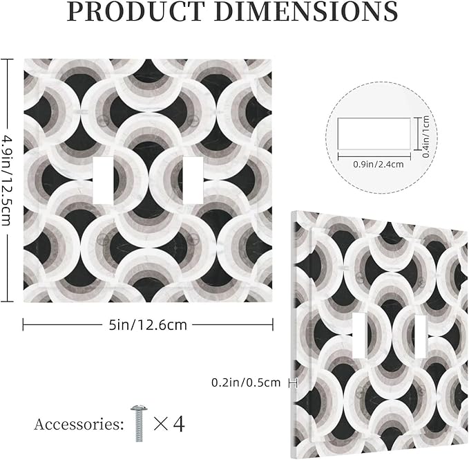 Bvtewkhz Black/White Art Marble 2 Gang Double Toggle Decorative Light Switch - Image 4