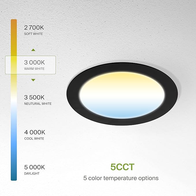 ASD 6 Pack LED Recessed Lighting 6 Inch 15W, 5 CCT 2700K-5000K CRI90+, IC Rated - Image 6
