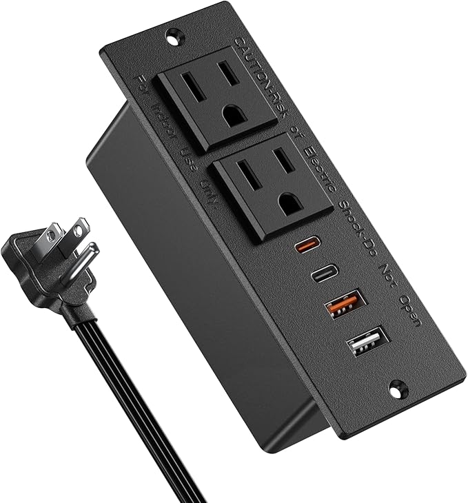 Recessed Power Strip with 30W USB C, Ultra Thin Flat Plug Power Strip, 2 by Jgstkcity
