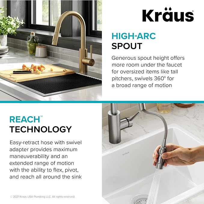 KRAUS Oletto Single Handle Pull Down Kitchen Faucet - Image 11
