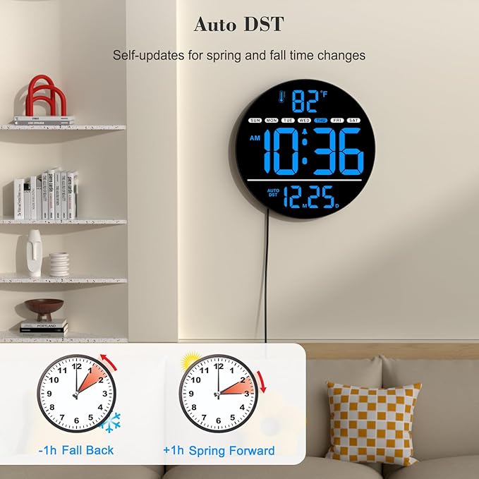 WallarGe Large Digital Wall Clock - Image 4