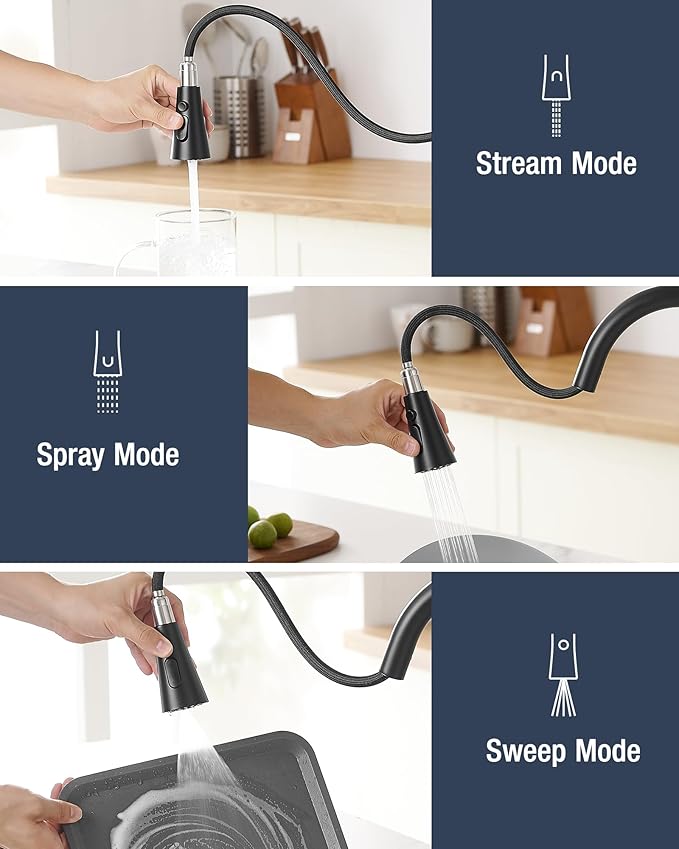 AIMADI Touchless Kitchen Faucet, Matte Black, Single Handle Pull-Down Sprayer - Image 3