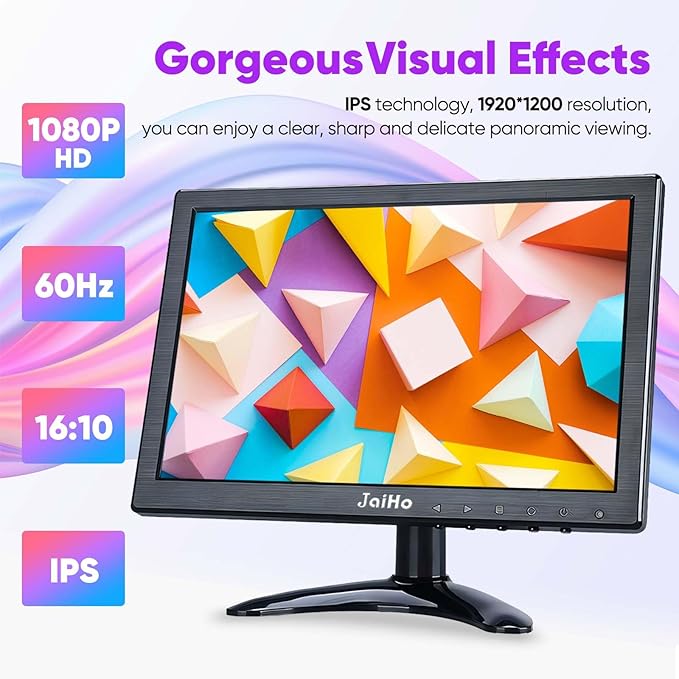 JaiHo 10.1 Inch Small IPS Monitor 19201200 Resolution 60Hz HD Display Screen - Image 2