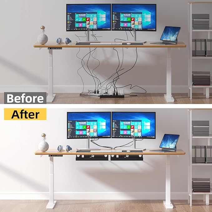 Yecaye 2 Pack Cable Management Under Desk, 31.5 in Under Desk Cable Management - Image 6