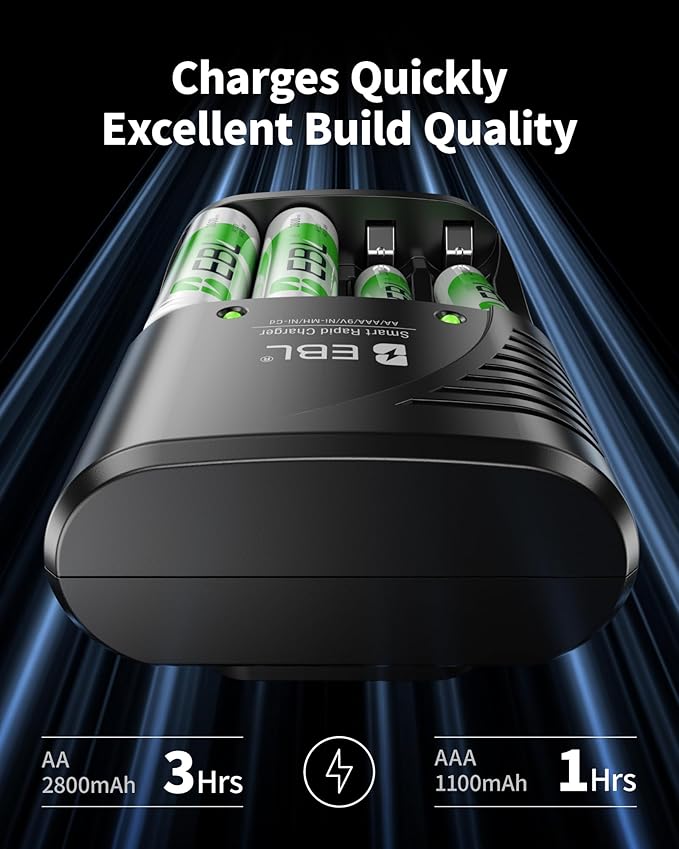 EBL 4-Bay Battery Charger for AA & AAA Rechargeable Batteries - Image 2