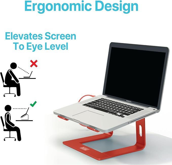 BLACK+DECKER Laptop Stand for Computer Desk, Ergonomic Laptop Stand for Desk - Image 3