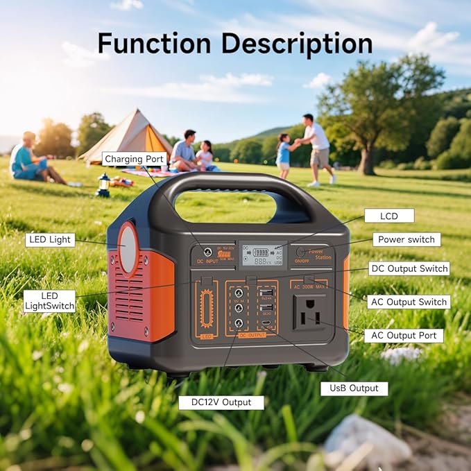 KAIYUEKJ Portable Power Station 256Wh LiFePO4 Battery, 300W Backup Lithium - Image 3