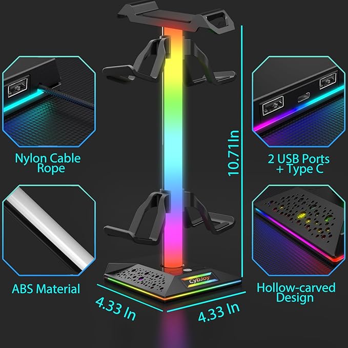 CybJoy RGB Headset Stand, Gaming Controller Stand - Image 5