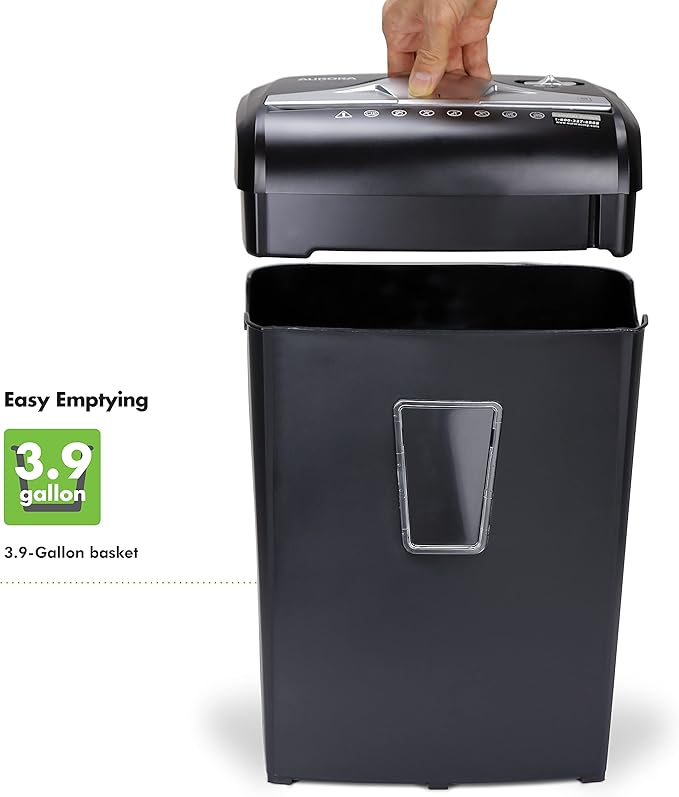 Aurora High-Security 8-Sheet Micro-Cut Paper Credit Card Shredder Black - Image 4