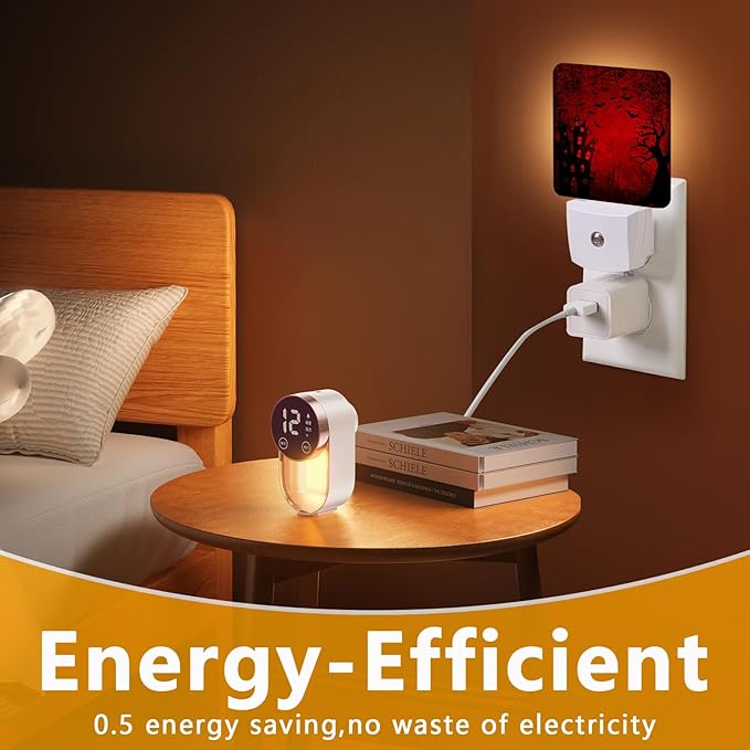 GANTINIR Halloween Night Light, Plug-into Red Black Red Black Bats Spider Ghost - Image 7