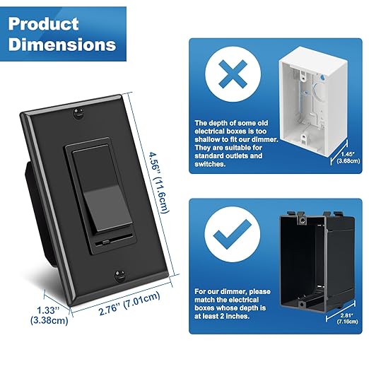 BESTTEN 6 Pack Dimmer Wall Light Switch, Compatible - Image 6