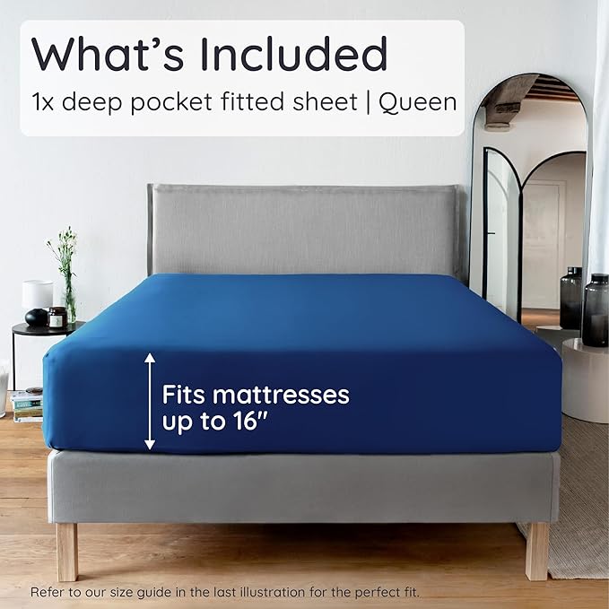 Bambaw 100% Viscose Derived from Bamboo Fitted Sheets Queen Size, Cooling - Image 2