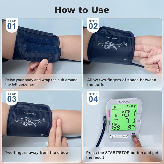 Blood Pressure Monitor for Home Use, Rechargeable Automatic Digital BP Machine - Image 6
