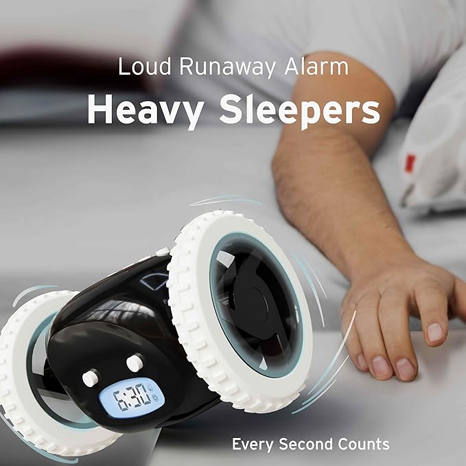 CLOCKY Extra Loud Alarm Clock for Heavy Sleepers on Wheels Rolls Runs Away - Image 4