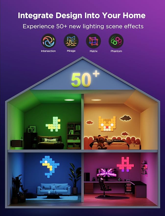 Govee Mini Panel Lights, RGBIC LED Wall Panels, Smart DIY Cube Wall Light - Image 8