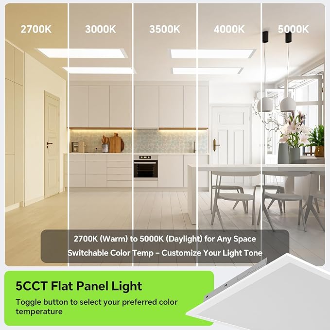 2x2 LED Light Flat Panel 4Pack, 40/35/30/25/20W, 5 Color Temps - Image 3