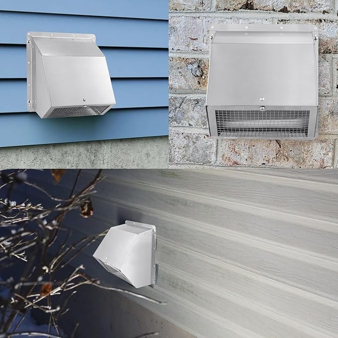 10 Inch Hooded Wall Vent with Screen and Damper, Exterior Wall Exhaust Vent - Image 8