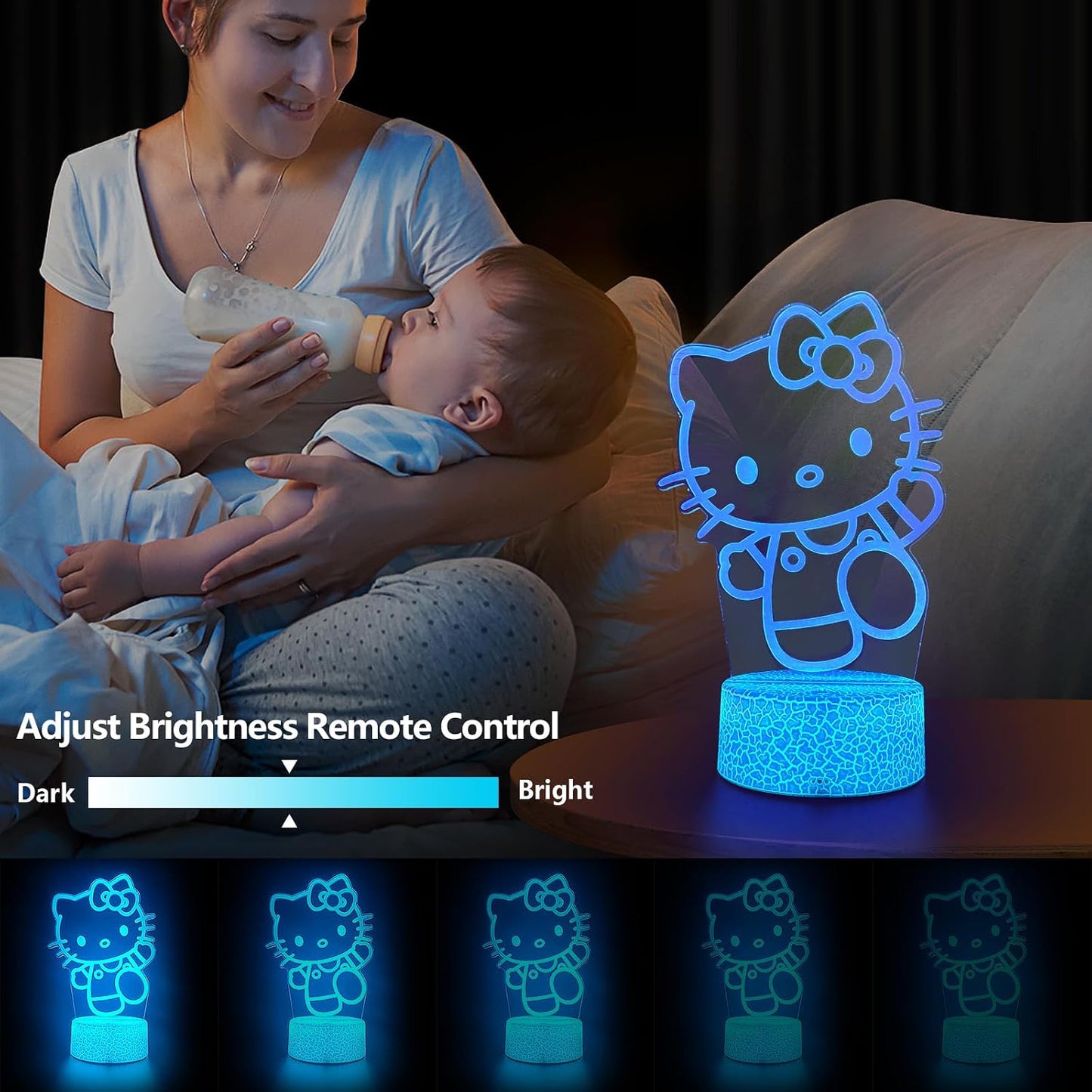 AIHYING Cat Night Light Cute Night Light - Anime Charater 16 Color Change Decor Kitty Lamp with Remote, Dim, Timer,Kids Gifts for Christmas Birthday,Nursery Baby