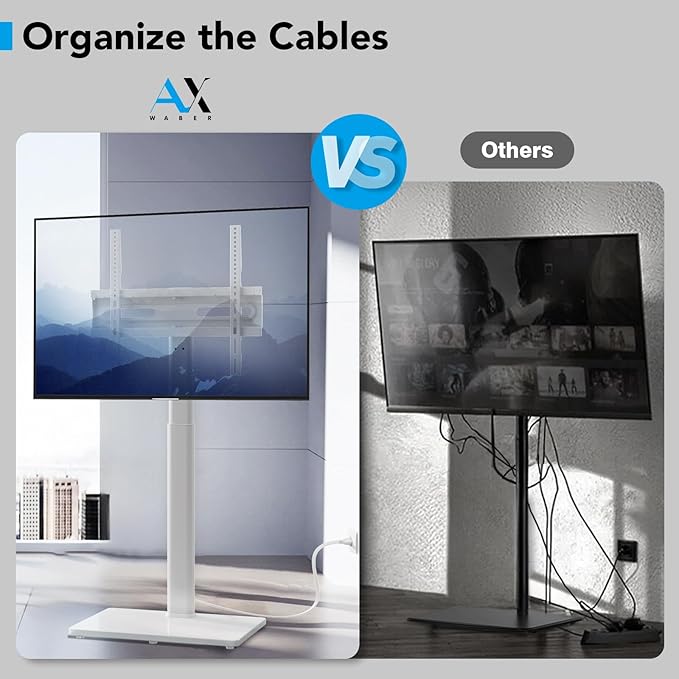 AX WABER Floor TV Stand with Power Outlet, Universal TV Stand Mount - Image 5