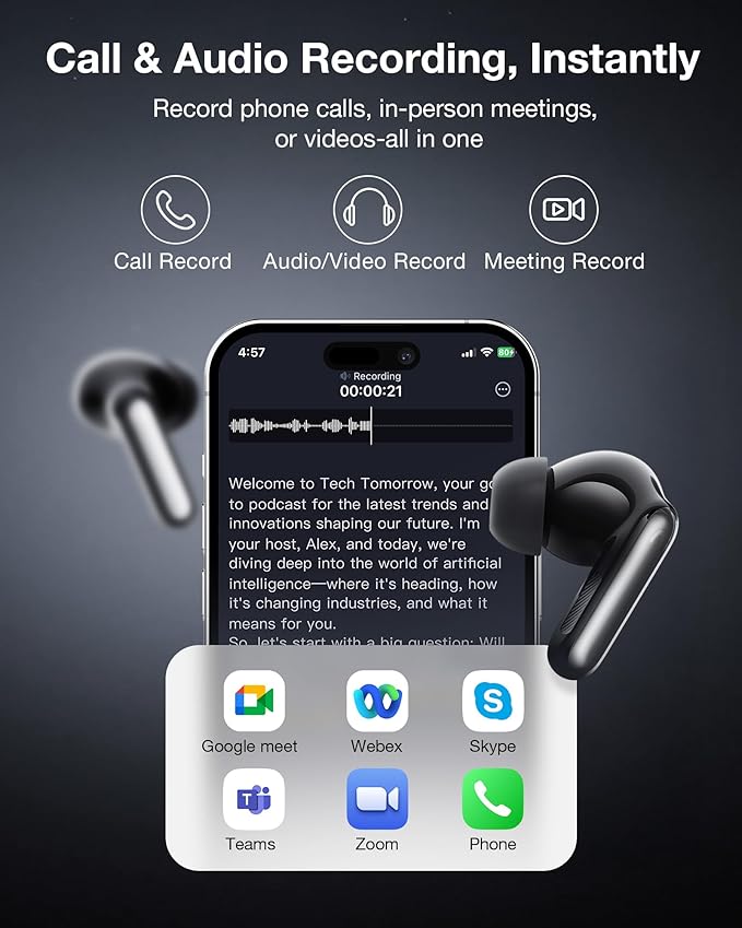 RecDot AI Voice Recorder Earbuds, viaim AI Meeting Assistant - Image 4