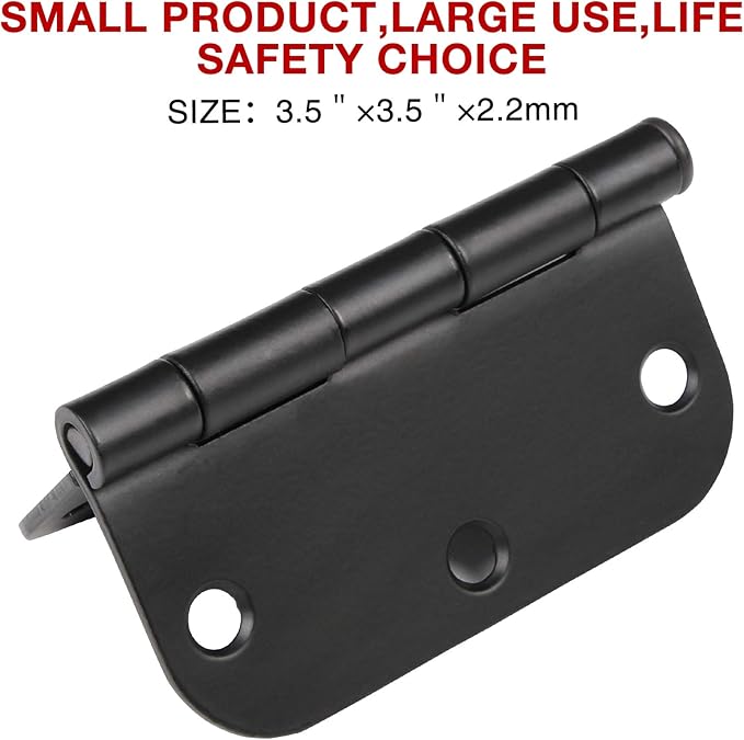 18 Pack Matte Black Door Hinges 3.5 x 3.5 Inch Interior 3 1/2 Inch Door Hinges - Image 2