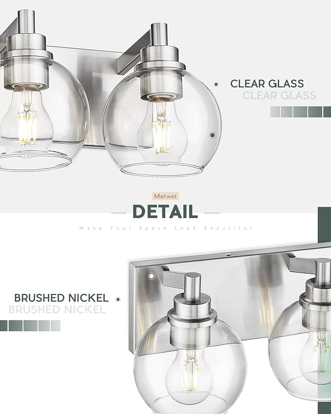 METWET Bathroom Light Fixtures, 4 Light Brushed Nickel Vanity Light, 26 Inch - Image 4