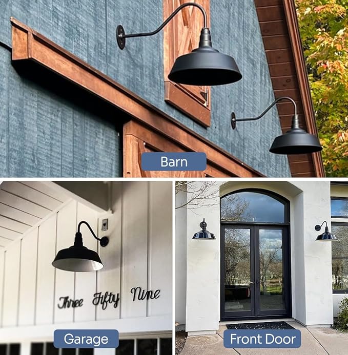 Steel Lighting Co. Large Outdoor Barn Light | Gooseneck Light Fixture | Made in - Image 4
