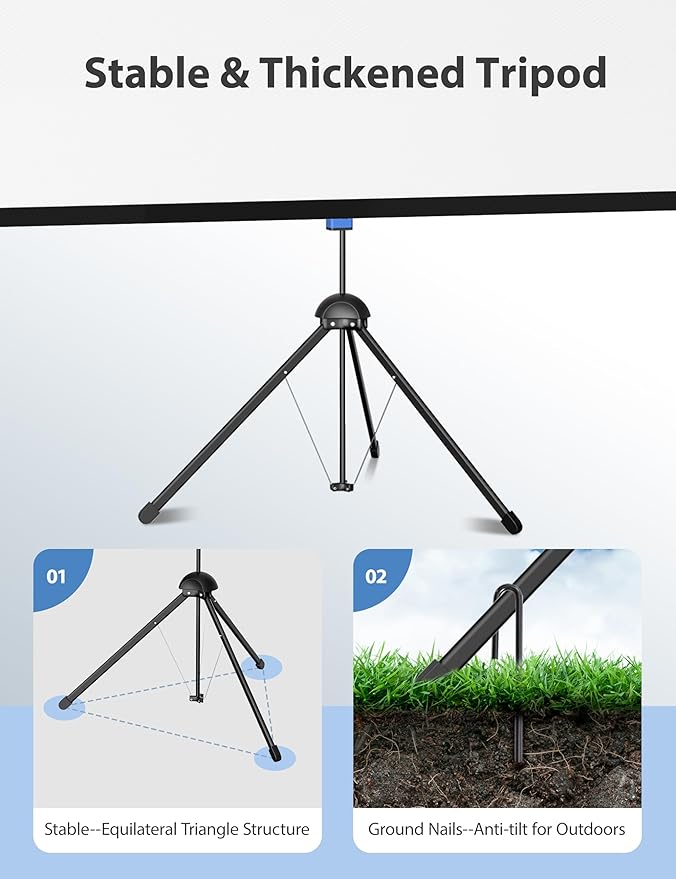 Projector Screen with Stand, Paris RHÔNE 80-inch Outdoor Indoor Projector - Image 5
