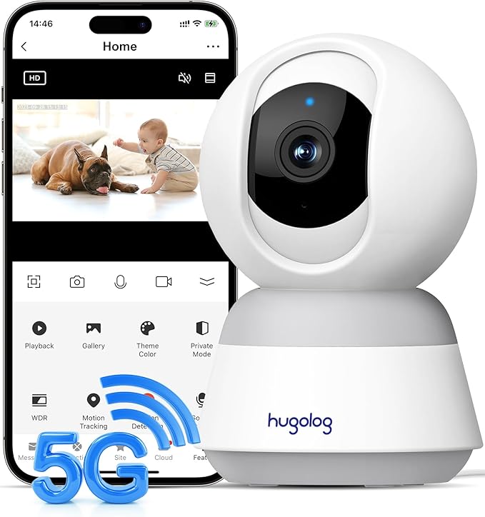 Hugolog 3K 5MP Indoor Pan/Tilt Security Camera by Hugolog