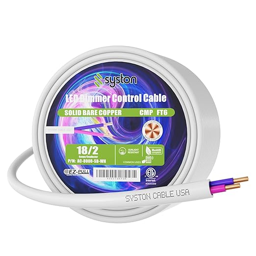 Syston Cable Technology 18/2 LED Lighting Dimmer Dimming Luminaire Control Wire - Image 7