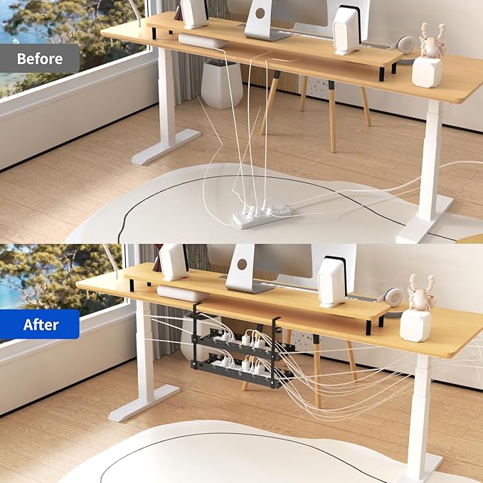 WIGAKDRU 31Inch Extendable Under Desk Cable Management Tray Multi-Model Metal - Image 2