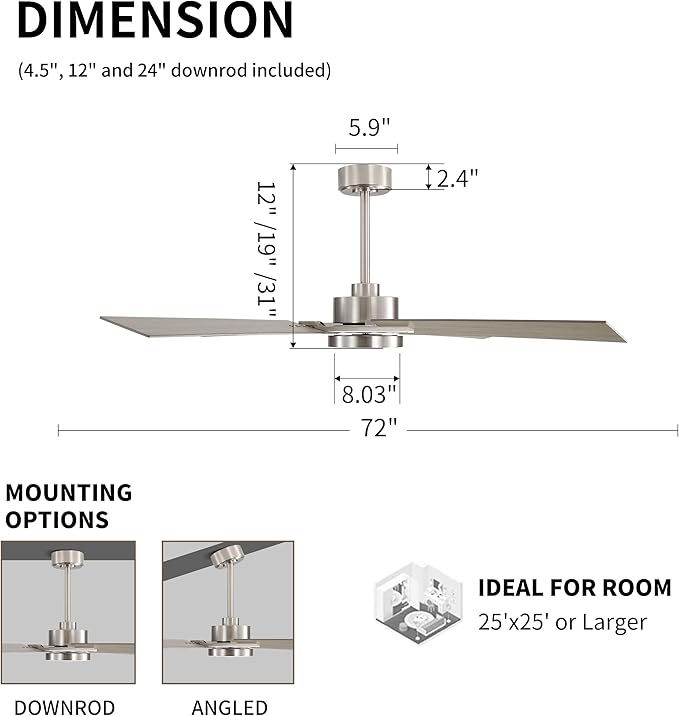 WINGBO 72 Inch Ceiling Fan - Image 4