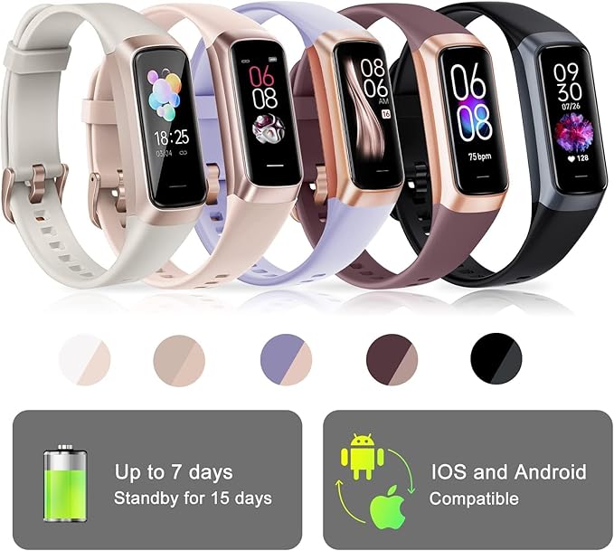 Fitness Tracker with 24/7 Heart Rate Blood Oxygen Sleep Monitor, 1.1" AMOLED - Image 7